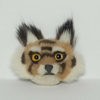 Vintage Tiger Face Brooch Pin Real Fur Wild Cat Kitsch Figural Jewelry