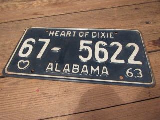 Vintage Alabama 1963 License Plate