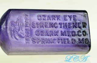 Tiny Purple Antique Ozark Eye Cure Bottle W/embossed Eagle Springfield Mo