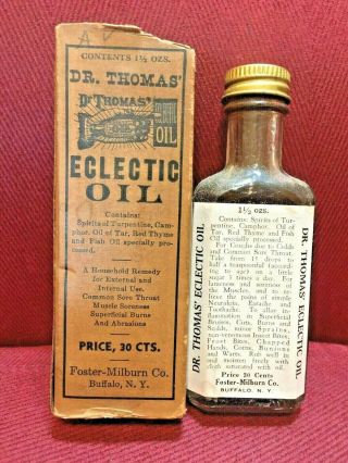 Antique Medicine Bottle Quack:dr Thomas Eclectic Oil W/ Turpentine,  Fish Oil Cont