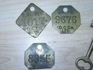 vintage brass tags & Keys S&L rly DSC RMCo.  C R Co. 3