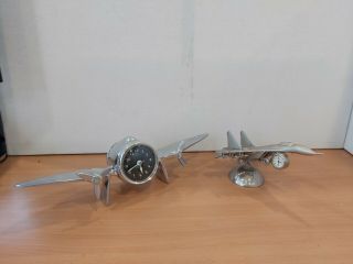 Pair Stainless Steel Ornamental Aeroplane Clocks S22