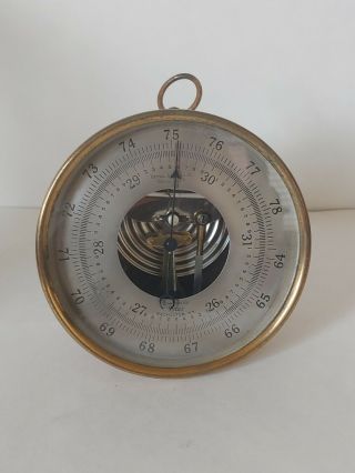 Antique Tyco Aneroid Barometer Brass Case Wall Hanging Central Scientific Co 5 "