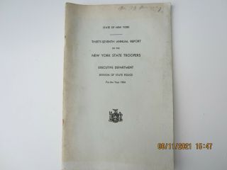 Ny State Troopers 37th Annual Report Of The Ny State Troopers,  1954 Vintage