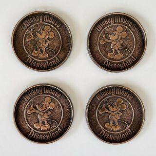 4 Vintage Disneyland Mickey Mouse Metal Century Coasters Made In Canada
