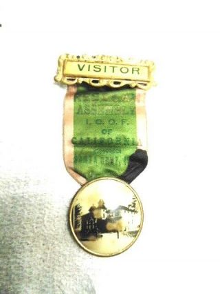 Antique Ribbon Badge Rebekah Ioof 1914 Visitor International Order Odd Fellows