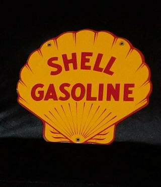 Vintage Shell Gasoline Porcelain Advertising Gas Pump Sign 1950 