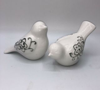 Ceramic Turtle Dove Figures - White/ Gray 3.  5in Tall 4.  5in Long