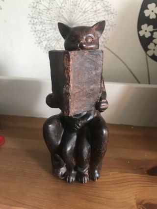 Cat With Kitten On Lap Reading A Book Figure - Quirky Unusual Figure