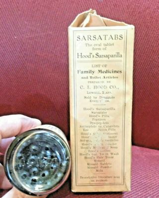 Antique Medicine Bottle Quack: Hood’s Sarsatabs,  Contents,  Sarsaparilla,  Pills,  Ads 3
