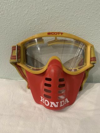 Vintage Honda Face Guard Shield Motocross Scott Goggles Dirt Bike Racing Usa