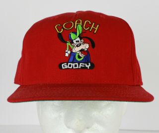 Vintage Coach Goofy Walt Disney Red Snapback Hat Era Made In Usa