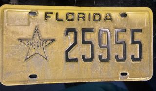 Vintage 1980 Florida Sheriff License Plate Old Expired 25955 Delaminated