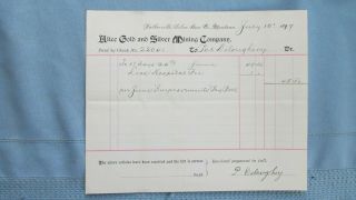 1897 Walkerville Silver Bow County Montana Alice Gold & Silver Mining Miners Pay