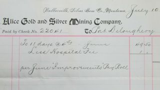 1897 Walkerville Silver Bow County Montana Alice Gold & Silver Mining Miners Pay 3