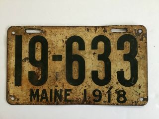 1918 Maine License Plate Tag