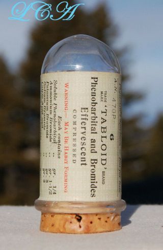 Antique Phenobarbital Tablets Small Bullet Shape Blown Glass Bottle - Last One