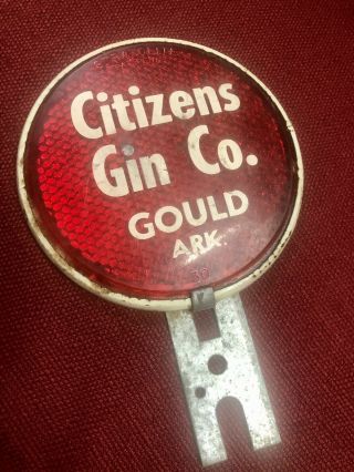 Vintage Cotton Gin Advertising License Plate Topper & Reflector - Gould Arkansas