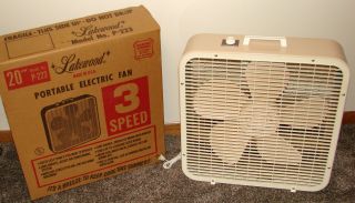 Vintage Lakewood P - 223 20 " Electric Box Fan - - - 3 Speed - Boxed - -