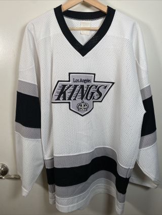 Vintage Los Angeles Kings Hockey Jersey Ccm Size L Sewn Logo White Nhl 90s Rare