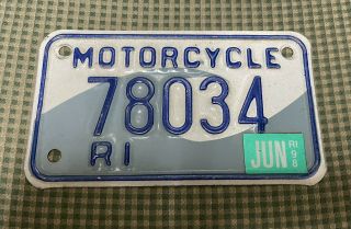 Rhode Island Motorcycle License Plate 78034 1998