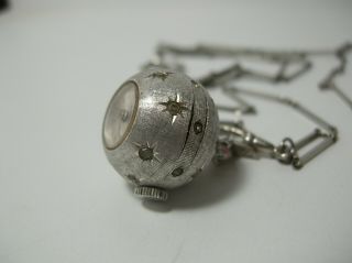 Vintage Bucherer Swiss Atomic Ball Orb Necklace Pendant Watch w/ Box 2