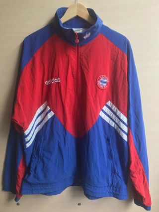 Vintage Fc Bayern Munich 1994/1995/1996 Size L Adidas Training Jacket Zip Trikot