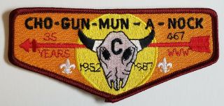 Boy Scout Oa 467 Cho - Gun - Mun - A - Nock Lodge 35th Anniversary 1987 " Big C " Flap