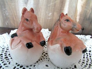 Pony Horses Sitting In An Egg Shell Salt & Pepper Shakers,  Cute Easter