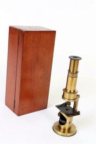Vintage C1900 Brass Drum Microscope With Case  1899