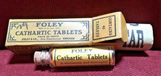 Antique Medicine Bottle Quack: Foley’s Cathartic Tablets,  Full Contents W/ad.