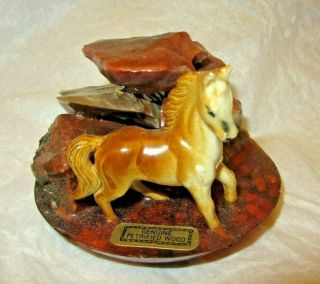 Vintage Petrified Wood Souvenir Grand Canyon Horse Paperweight
