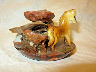 Vintage Petrified Wood Souvenir Grand Canyon Horse Paperweight 3