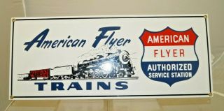 Vintage 1980s American Flyer Porcelain Model Railroad Advertising Sign