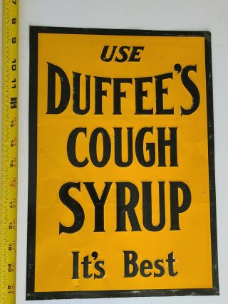 Vintage Duffee ' s Cough Syrup Tin Sign 3
