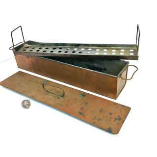 Antique Copper Surgical Instrument Sterilization Box W/tray Medical Sterilizing
