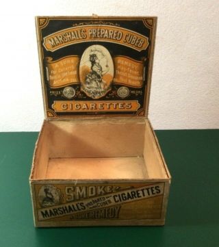 Antique Quack Medicine Marshall’s Cigarettes Counter Display Box Lady Smoking