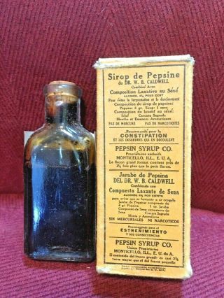 Antique Medicine Bottle Quack: Dr.  Caldwell’s Syrup Pepsin Sample Size,  Contents 2