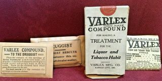 Antique Medicine Quack:varlux Cpd Treatment For Liquor & Tobacco Habit,  Contents