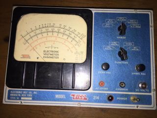 Vintage Eico Model 214 Electronic Voltmeter Ohmmeter - Powers On