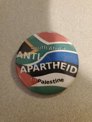 Vintage Anti - Apartheid Pin South Africa Palestine Stop No - 2 Inches Diameter