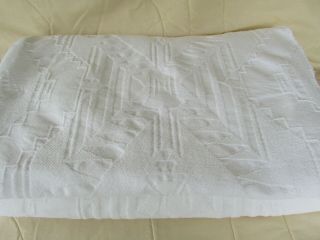 Vtg Ralph Lauren Coverlet / Blanket For King Bed White Matelasse 100 Cotton