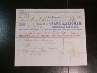 Crane And Brigham San Francisco Billhead 1876 To Tybo Nevada Wrights Ayers Etc