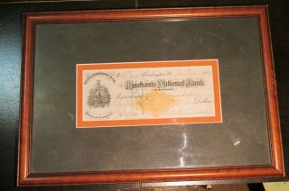 Dr Jayne Wells Richardson Druggist Framed Check 1880 Revenue Paper