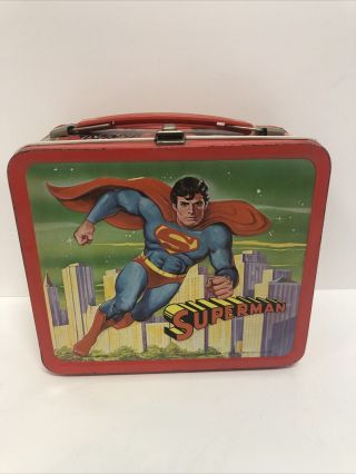 Vintage Superman Metal Lunchbox & Thermos 1978 Dc Comics Christopher Reeves