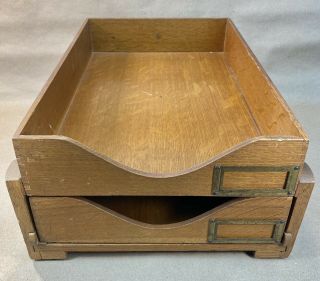 Vintage Rare Globe Wernicke Wood Lawyer Desktop Organizer Stack File Tray No.  4