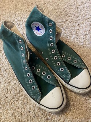 Vintage Converse Made In Usa Green Distressed Chuck Taylor All Star High Top 8.  5