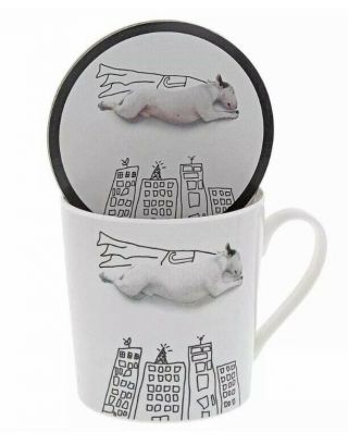 Jimmy The English Bull Terrier Mug Coaster Set Boxed Gift Dog Cup Gift Cup