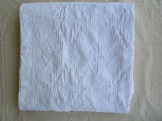 Vtg Ralph Lauren Coverlet / Blanket For Queen Bed White Matelasse 100 Cotton