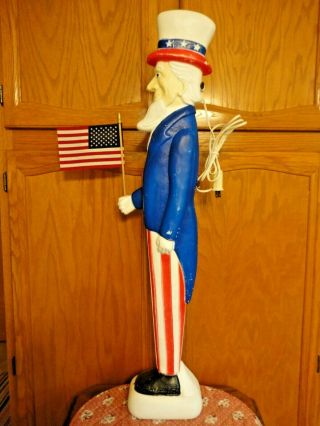 Vtg 36 " Union Uncle Sam Blow Mold Light Up Yard Decor 4th Of July Labor Day
